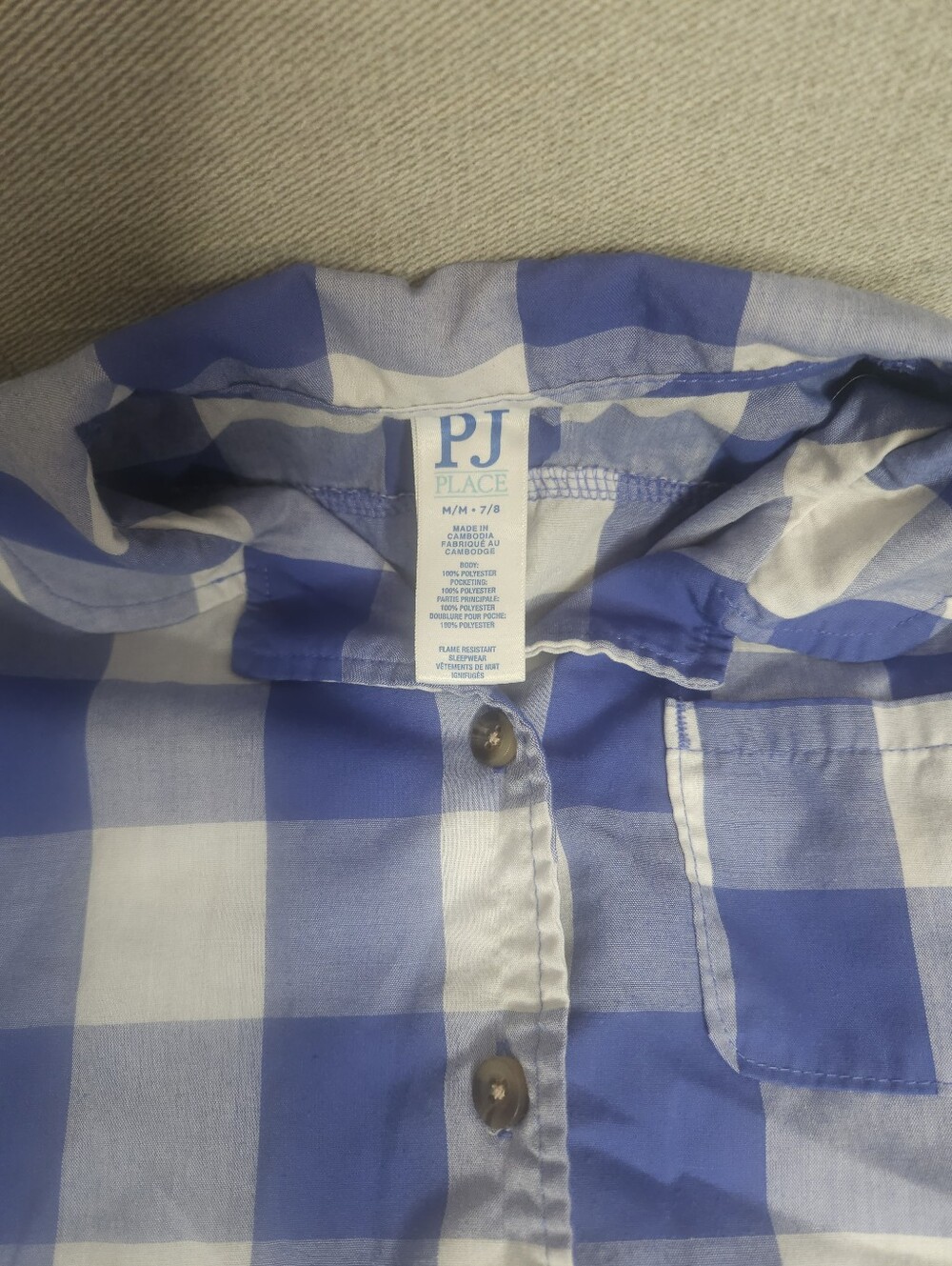Children's Place Blue and White Gingham Short Pajama Set - Picture 2 of 5
